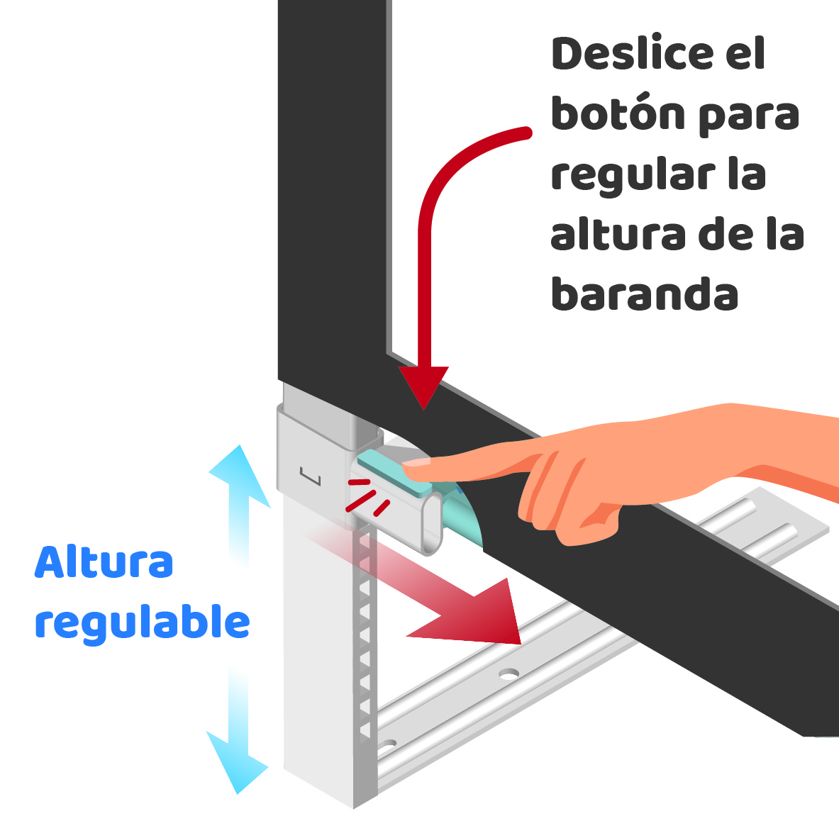 Set 3 barandas de seguridad Gris para cama 2 Plazas 150x190x150 cm + soporte lateral 190 cm Altura colchón hasta 38 cm - Imagen 19