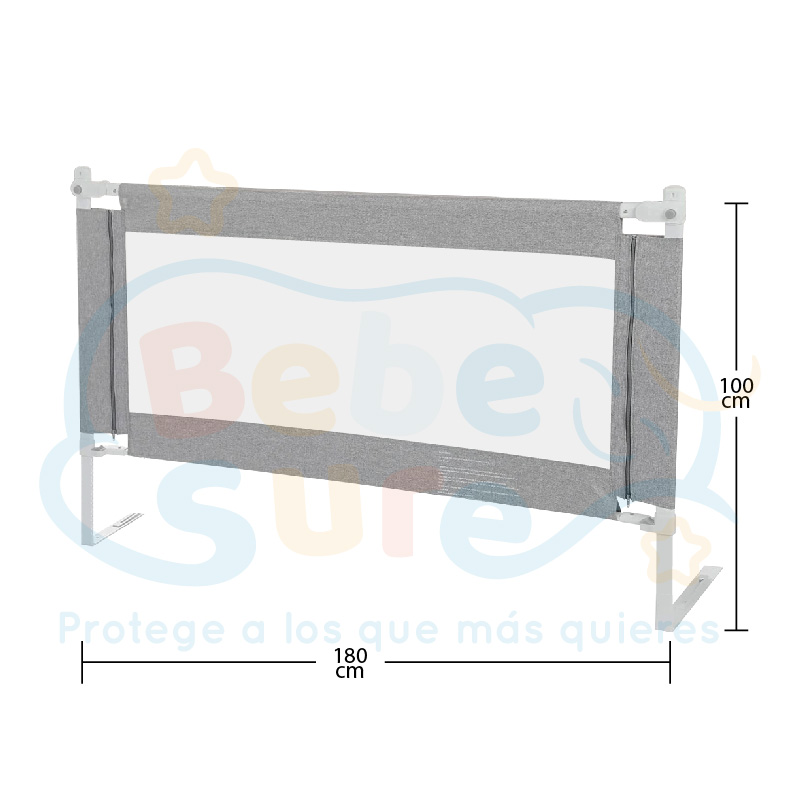 Set 4 barandas Gris Para cama King 180x180x200x200 cm Altura colchón hasta 27 cm - Imagen 5