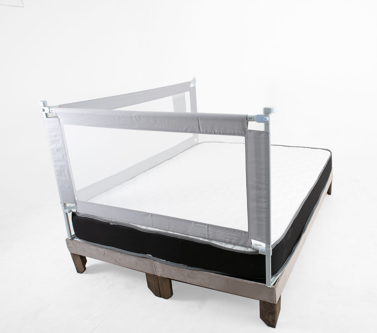 Set 2 barandas Gris 105x190 cm Altura colchón hasta 27 cm