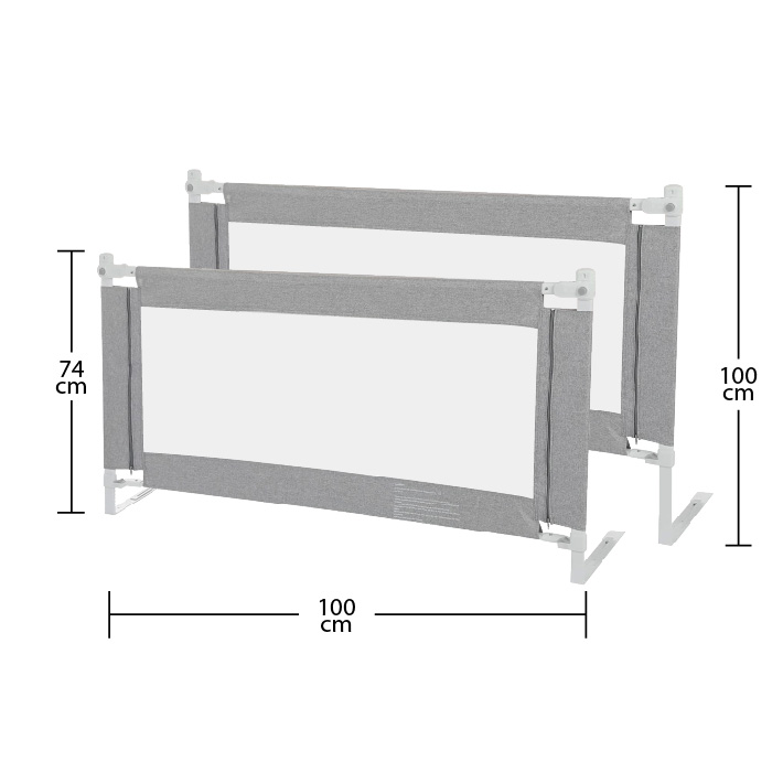 Set 4 barandas Gris para cama 1 ½ plaza 100x100x190x190 cm Altura colchón hasta 27 cm - Imagen 5