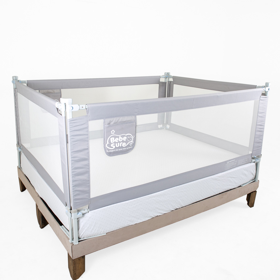 Set 4 barandas Gris para cama 1 ½ plaza 100x100x190x190 cm Altura colchón hasta 27 cm