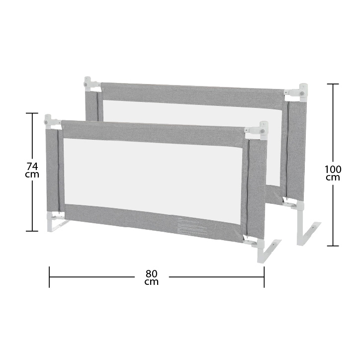Set 4 barandas para cama 1 plaza Gris 80x80x190x190 cm Altura colchón hasta 27 cm - Imagen 5